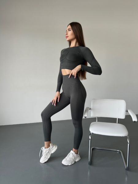 Жіночий спортивний костюм з пуш-ап (push-up) ефектом Gris 1028 темно-сірий 1028-темно-сірий-m фото