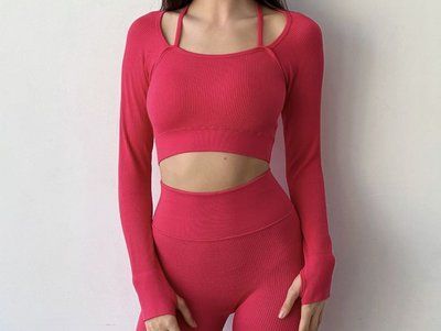 Женская спортивная кофта Рашгард в рубчик Lavie 3084 розовый 3084-рожевий-m фото
