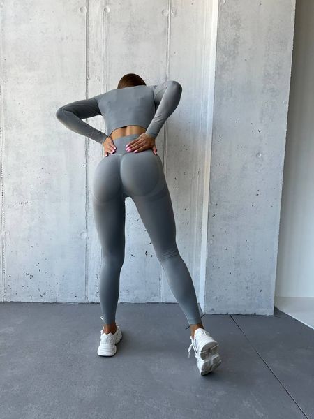 Женский спортивный топ с длинным рукавом (рашгард) Gris двойной push-up 3072 серый 3072-сірий-l фото