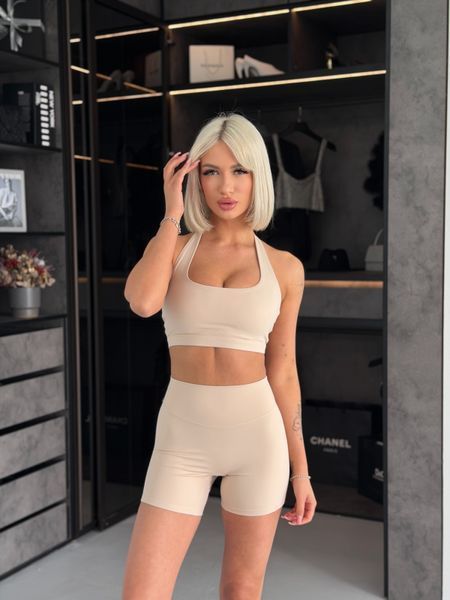 Жіночий спортивний комплект Flex з шортами та топом 2413 кремовий 2413-кремовий-s фото
