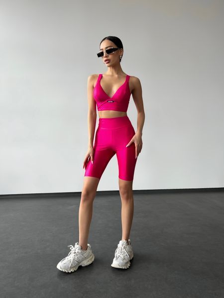 Спортивный топ-бюст Bright из ткани с мокрым эффектом (с блеском) - 3021 розовый 3021-рожевий-m фото