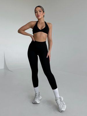 Женский спортивный комплект из микрофибры TWIST топ с переплётом и лосины 2090 черный 2090-чорний-s фото