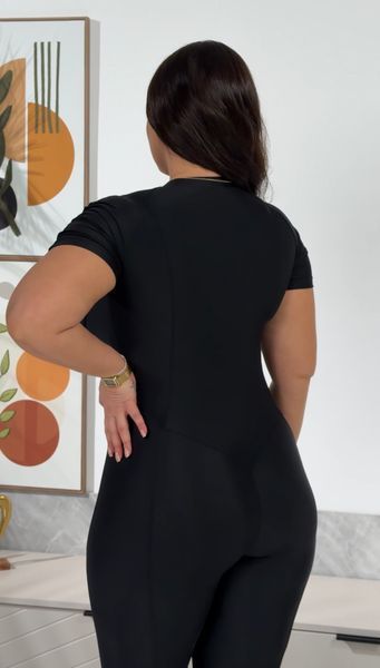 Удлиненный женский комбинезон Contour с коротким рукавом и съемными чашками 1407 черный 1407-чорний-l фото